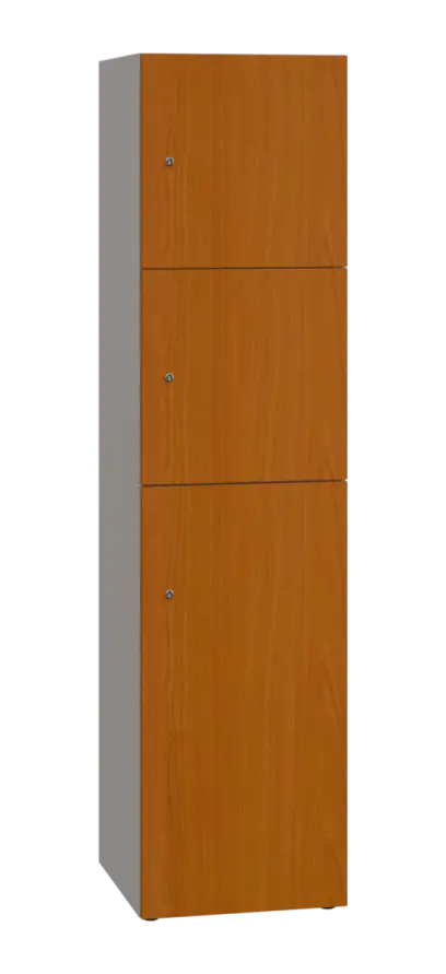DOMINIT 432 úložná skříň 3-boxová, 1817x450x400 mm, korpus šedý, dvířka třešeň šumavská